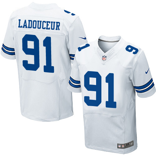 Men's Elite L. P. Ladouceur Nike Jersey White Road - #91 NFL Dallas Cowboys